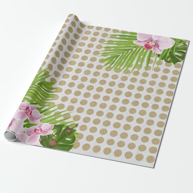 Papier Cadeau Papier d'emballage d'orchidée (Déroulé)