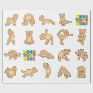 Papier Cadeau Papier d'emballage d'ours de nounours de yoga