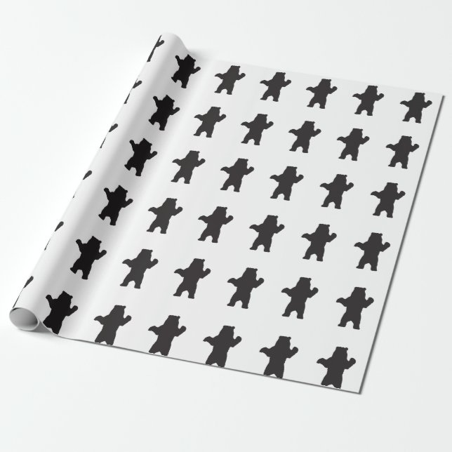 Papier Cadeau Papier d'emballage d'ours noir (Déroulé)