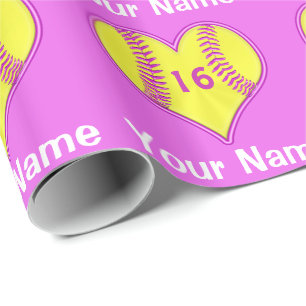 Papier Cadeau Papier d'emballage du base-ball avec le NOM,