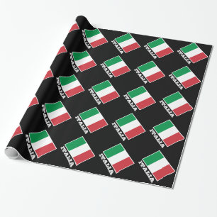 Papier Cadeau Papier d'emballage du drapeau italien   Design Tri