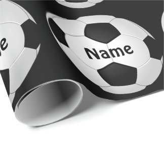 Papier Cadeau Papier d'emballage du football avec votre NOM et