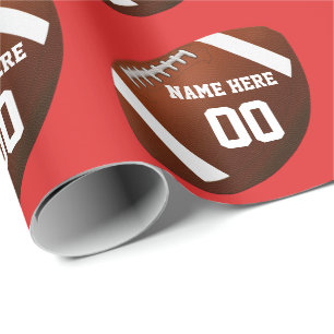 Papier Cadeau Papier d'emballage du football vos COULEURS, NOM,