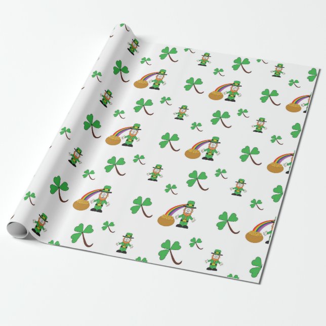 Papier Cadeau Papier d'emballage du jour de St Patrick (Déroulé)