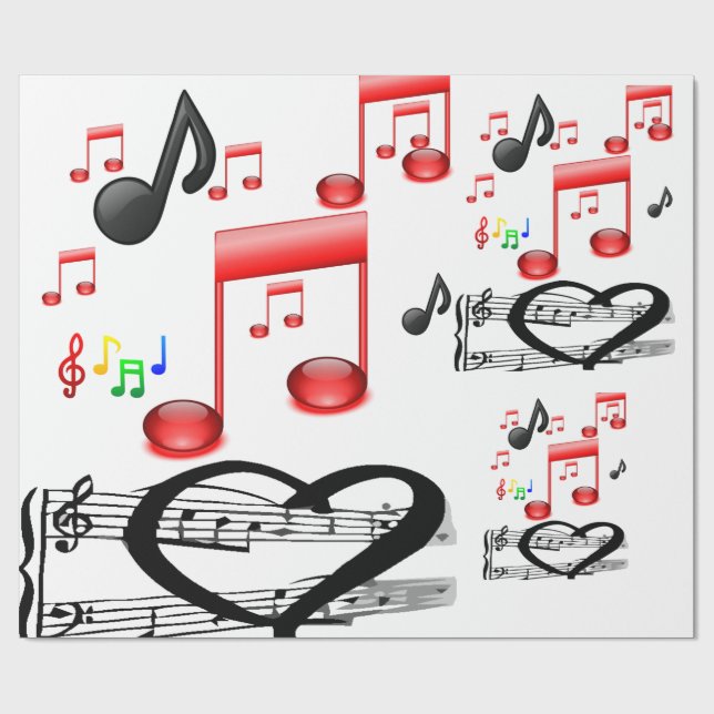 Papier Cadeau Papier d'emballage du musicien de Valentine (Plat)