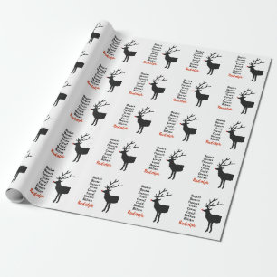 Papier Cadeau Papier d'emballage du renne de Père Noël