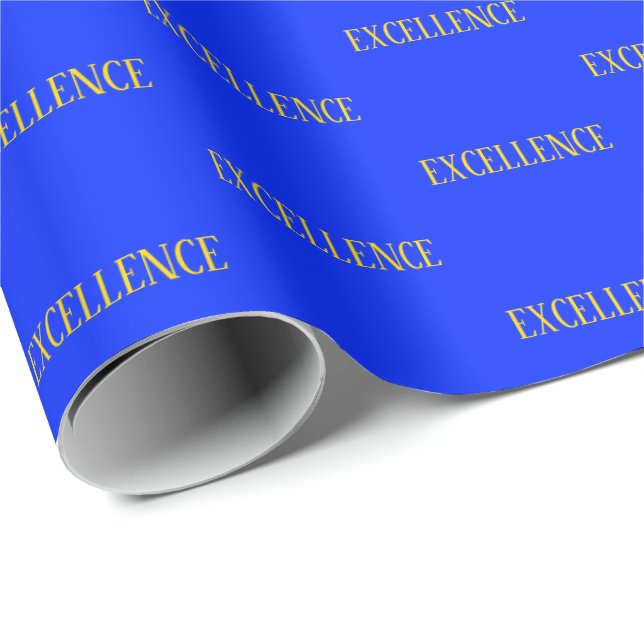 Papier Cadeau Papier d'emballage élégant or bleu jaune excellenc (Coin rond)