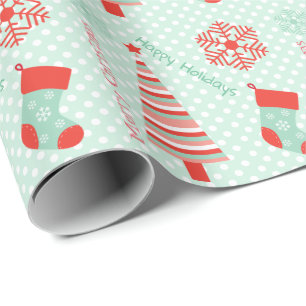 Papier Cadeau Papier d'emballage en bon état de Noël vert et de