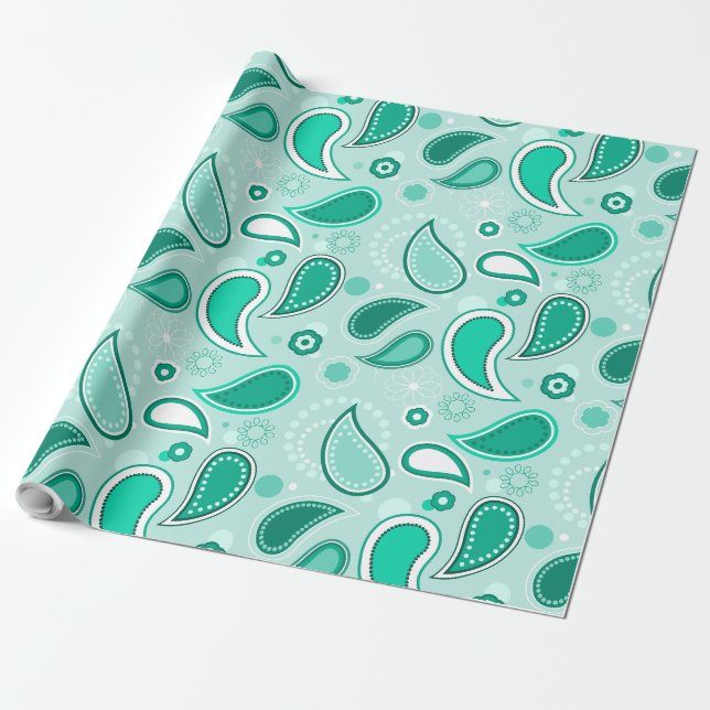 Papier Cadeau papier d'emballage en cachemire vert (Déroulé)