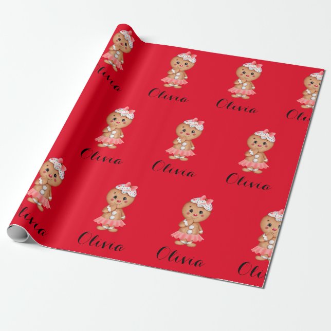 Papier Cadeau papier d'emballage en pain d'épices mignon (Déroulé)