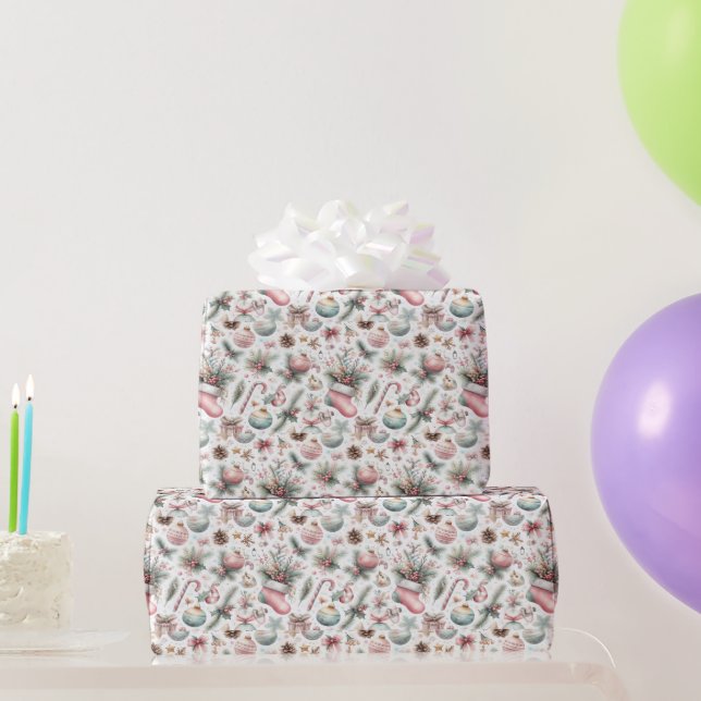 Papier Cadeau Papier d'emballage festif avec ornements (Cadeaux de fête)