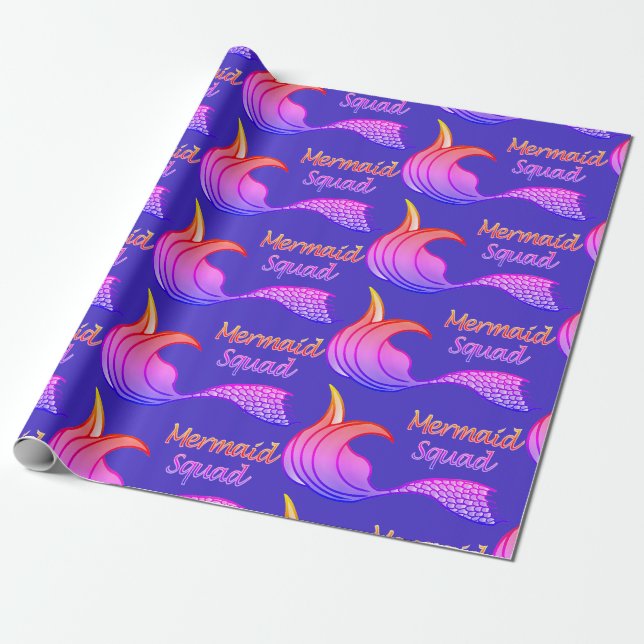 Papier Cadeau Papier d'emballage Festive Mermaid Squad (Déroulé)