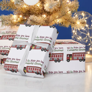 Papier Cadeau Papier d'emballage Fireman Père Noël Holiday