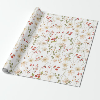 Papier Cadeau Papier d'emballage fleur sauvage d'aquarelle