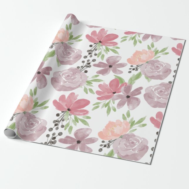 Papier Cadeau papier d'emballage floral (Déroulé)