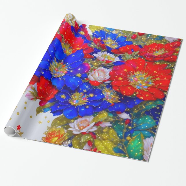 Papier Cadeau Papier d'emballage floral (Déroulé)