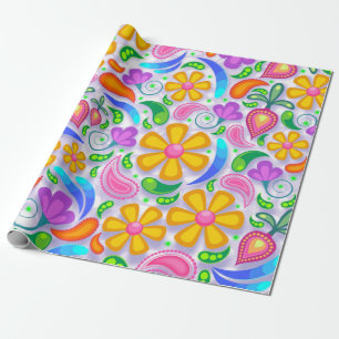 Papier Cadeau papier d'emballage floral clair