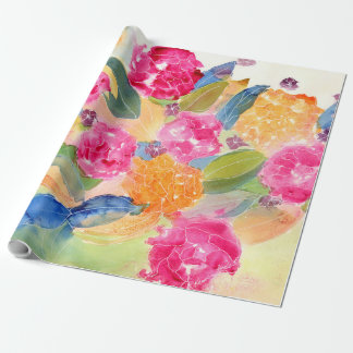 Papier Cadeau Papier d'emballage floral d'aquarelle