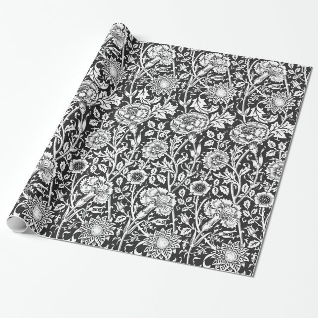 Papier Cadeau Papier d'emballage floral de B&W (Déroulé)