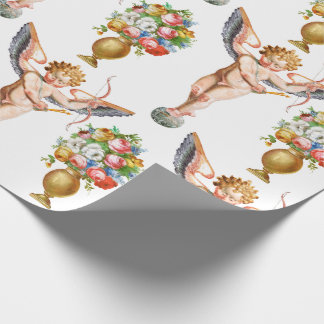 Papier Cadeau Papier d'emballage floral de cupidon
