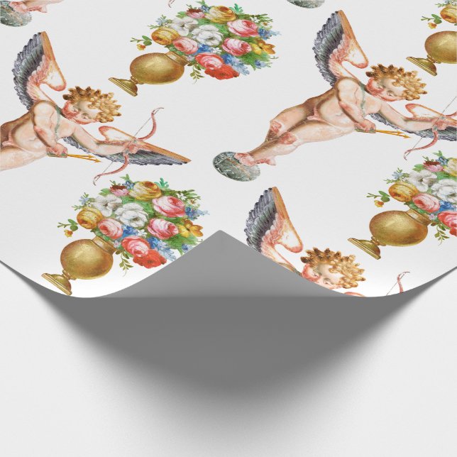 Papier Cadeau Papier d'emballage floral de cupidon (Coin)