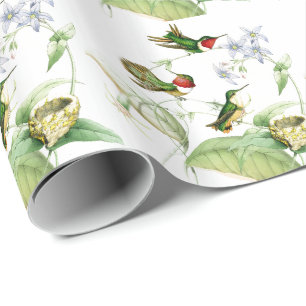 Papier Cadeau Papier d'emballage floral de fleurs d'oiseaux de