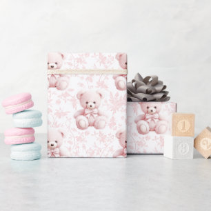 Papier Cadeau Papier d'emballage floral mignon rose en peluche