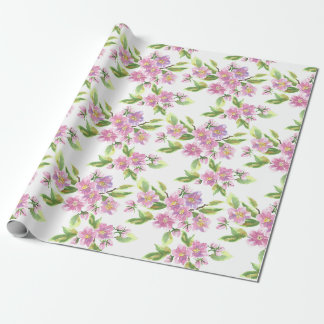 Papier Cadeau Papier d'emballage floral rose romantique