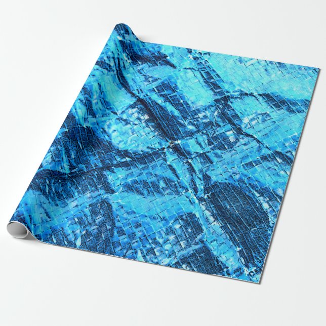 Papier Cadeau Papier d'emballage froissé par bleu d'aluminium (Déroulé)