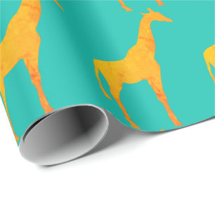 Papier Cadeau Papier d'emballage - Giraffes d'or