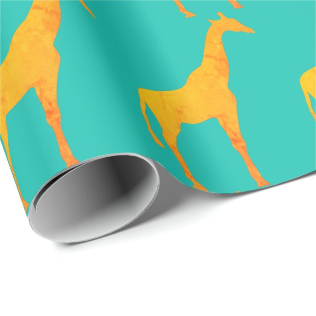 Papier Cadeau Papier d'emballage - Giraffes d'or (Coin rond)