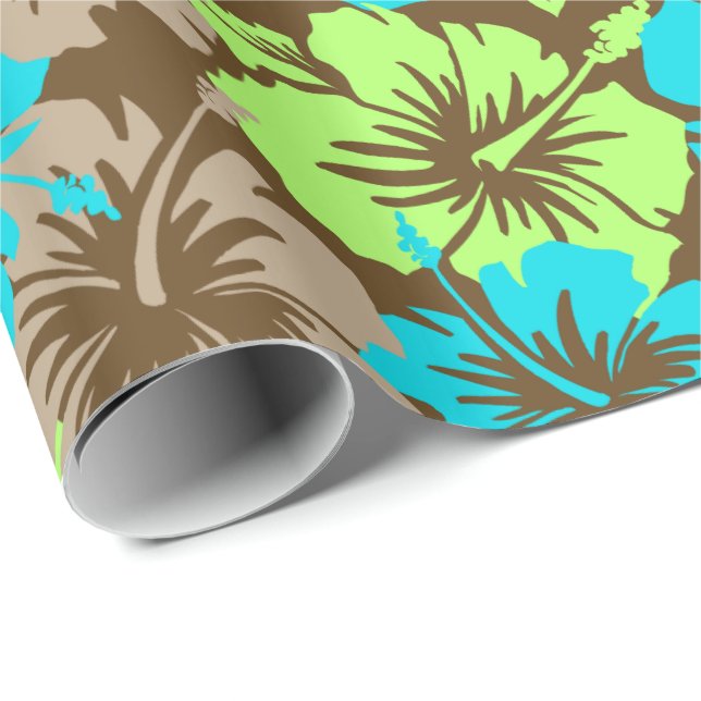 Papier Cadeau Papier d'emballage hawaïen floral de ketmie épique (Coin rond)