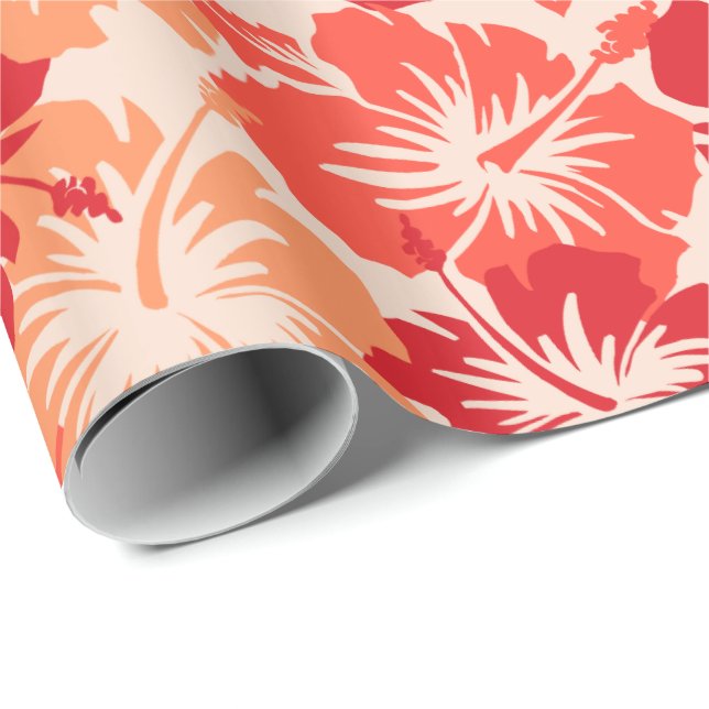 Papier Cadeau Papier d'emballage hawaïen floral de ketmie épique (Coin rond)