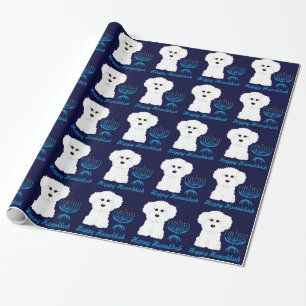 Papier Cadeau Papier d'emballage heureux de Hanoukka Bichon