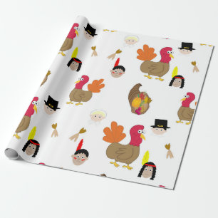 Papier Cadeau Papier d'emballage illustré par thanksgiving