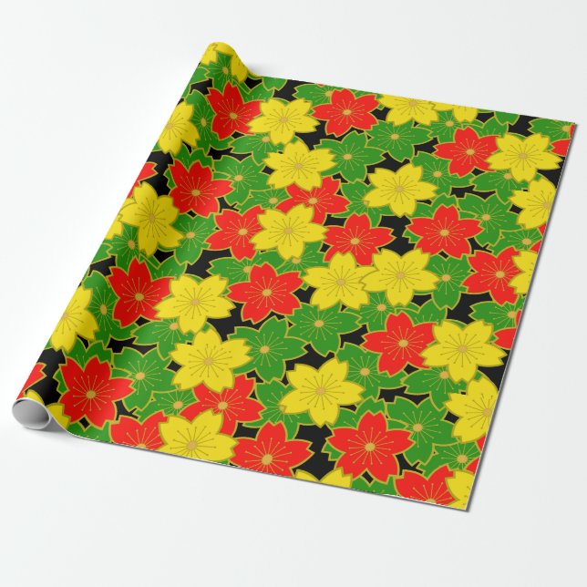 Papier Cadeau papier d'emballage japonais lavi style sakura (Déroulé)