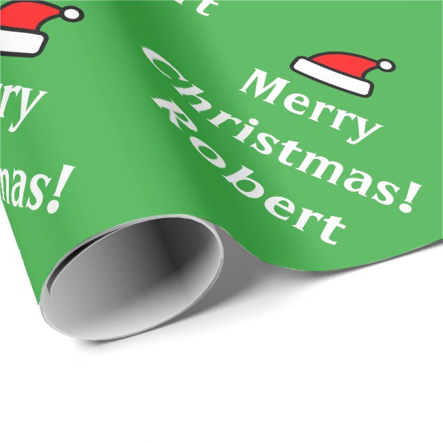 Papier Cadeau Papier d'emballage Joyeux Noël personnalisé vert (Coin rond)