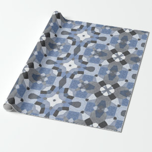 Papier Cadeau papier d'emballage kaléidoscope bleu