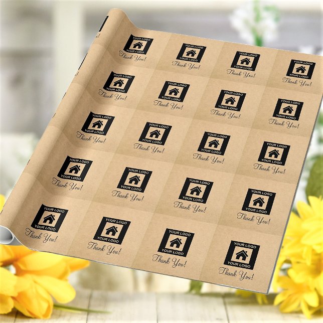 Papier Cadeau Papier d'emballage kraft personnalisé avec logo d' (Créateur téléchargé)