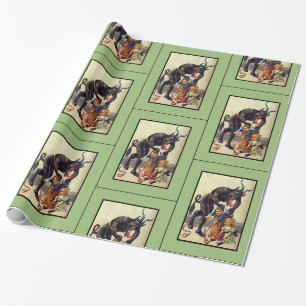 Papier Cadeau Papier d'emballage Krampus vert