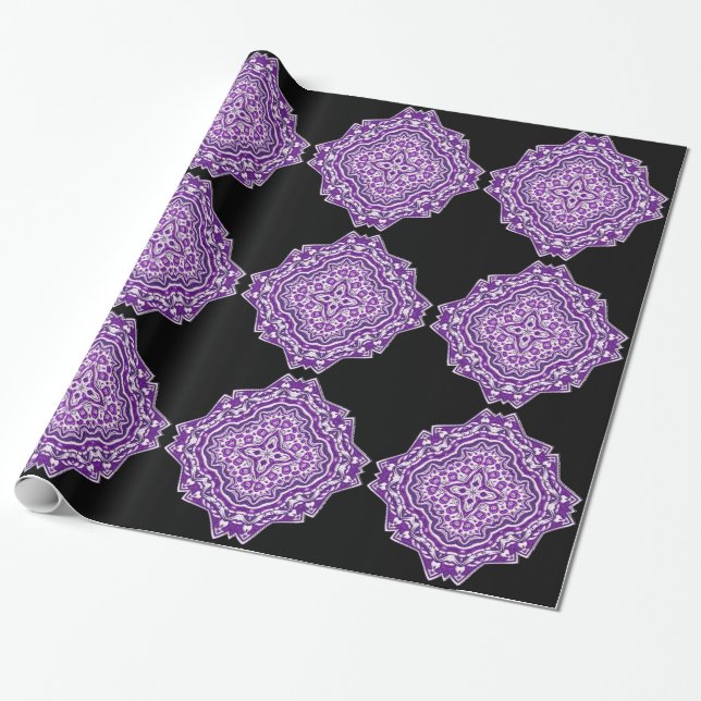 Papier Cadeau papier d'emballage mandala violet (Déroulé)