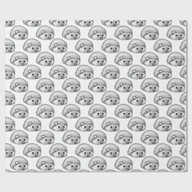 Papier Cadeau Papier d'emballage mat de hérisson mignon, 30 dans (Plat)