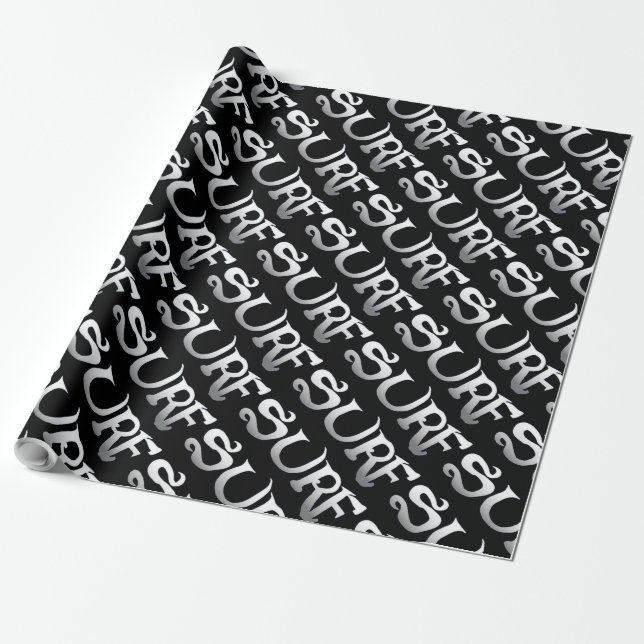 Papier Cadeau Papier d'emballage mat incliné noir surf (Déroulé)