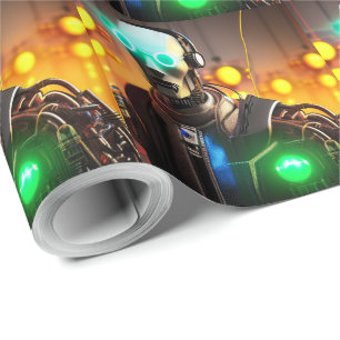 Papier Cadeau Papier d'emballage mat Robot 2