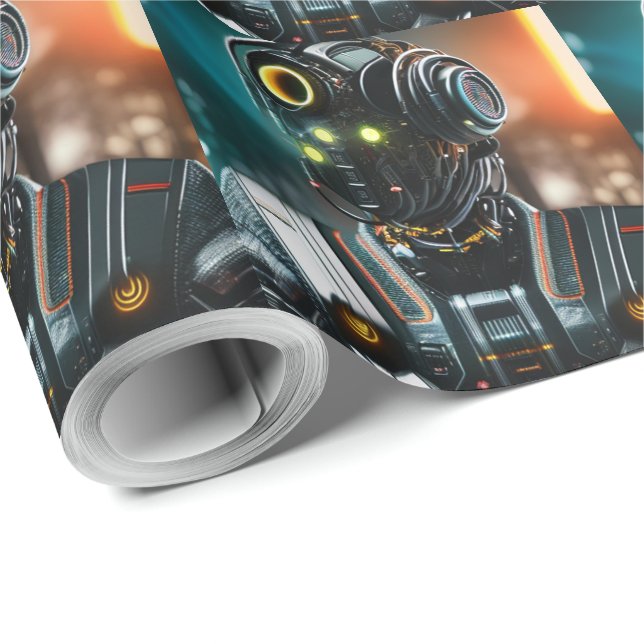Papier Cadeau Papier d'emballage mat Robot 3 (Coin rond)