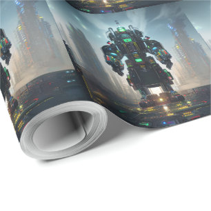 Papier Cadeau Papier d'emballage mat Robot 4