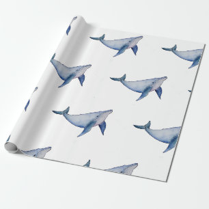 Papier Cadeau Papier d'emballage mignon à thème marin de baleine