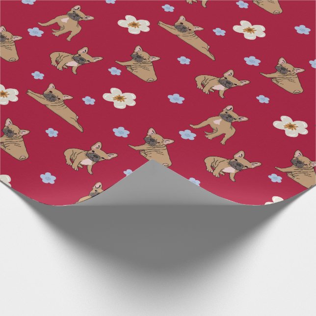 Papier Cadeau Papier d'emballage mignon de bouledogue français (Coin)