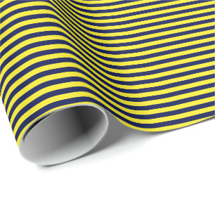 Papier Cadeau Papier d'emballage mince de rayures de bleu marine