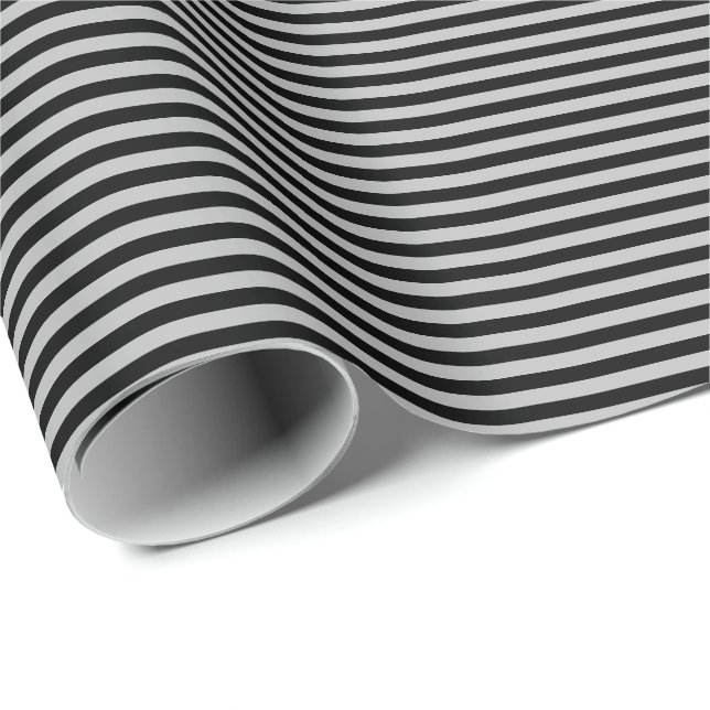 Papier Cadeau Papier d'emballage mince de rayures noires et (Coin rond)